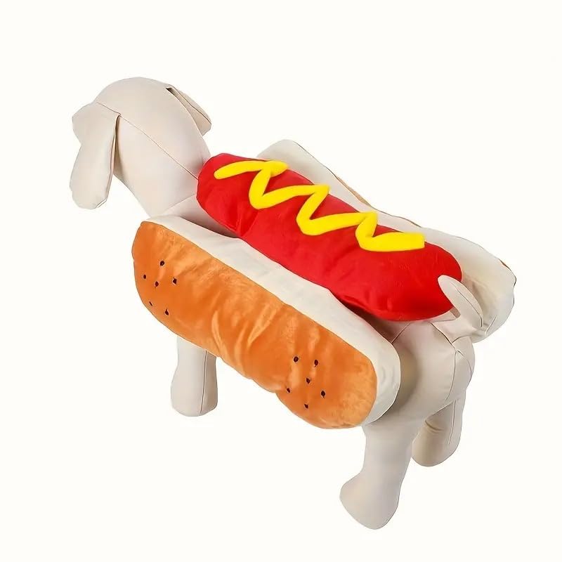 Hot-Dog Kostüm für Hunde – Süßes Haustierkostüm für Dackel und Co. – Tierverkleidung – Hotdog Wiener (Hot-Dog, L)