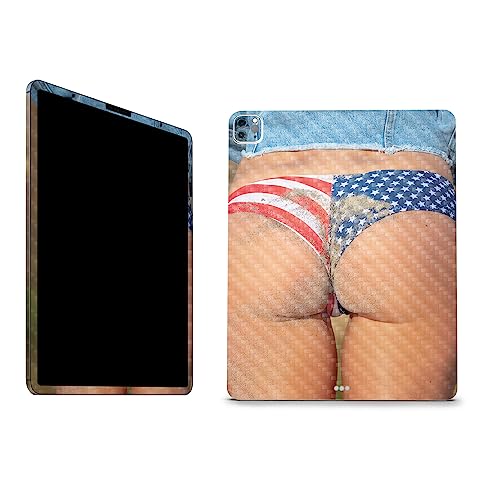 Image of MightySkins Carbon Fiber Skin Compatible with Apple iPad Pro 12.9 inch M2 6th Gen (2022) Full Wrap Kit - Sandy Cheeks | Protective, Durable Textured Carbon Fiber Finish | Easy to Apply | Made in The USA