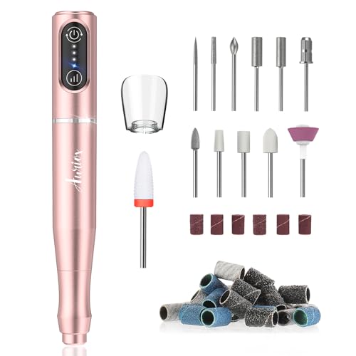 Akku Nagelfräser Kabellos, Auriox 12 in 1 Profi Fräser für Gelnägel 25000 u/min, Elektrische Nagelfeile für Gelnägel, Akku Maniküre Pediküre Set für Semi Permanent, Acrylnägel, Nagelhaut, Shellac