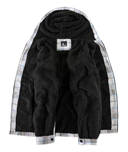 Image of SCODI Men's Flannel Jacket Sherpa Lined Plaid Fleece Hoodies Zip Up Coat | Winter Warm Outwear, Thick Sweatshirt, Outdoor, Ski, Hiking, Sports, Work, Office, Daily Wear, Machine Wash, with 4 Pockets