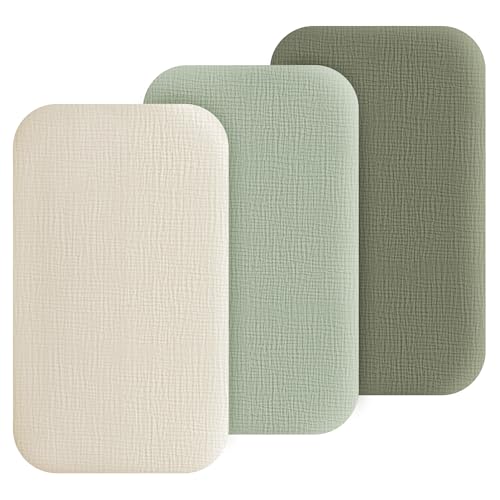 Image of Coreeky Muslin Bedside Sleeper Bassinet Fitted Sheets, 3 Pack Cotton Baby Sheet for Boys & Girls, Soft, Compatible with Baby Delight, Dream On Me, AMKE and Other Rectangle Mattress (Pistachio)