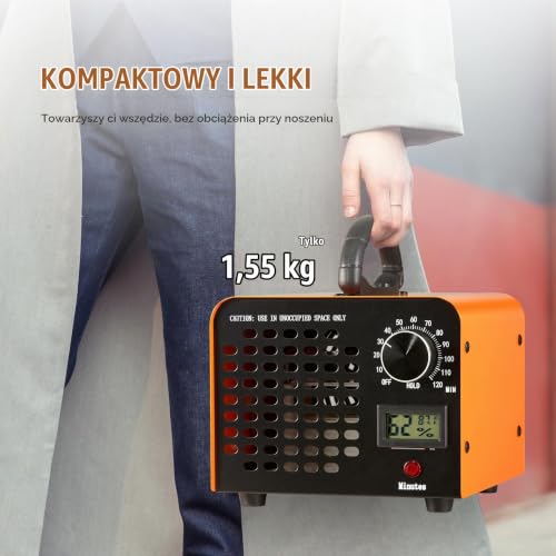 VEVOR Generator ozonu 12000 mg/h ozonator 80 W, oczyszczacz powietrza 300㎡, urządzenie ozonowe, montaż 0-120-minutowy timer, dezodorator, generator ozonu, wskaźnik wilgotności powietrza, inteligentne