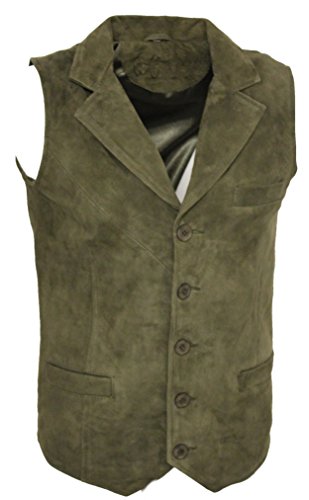 Infinity Men’s Smooth Goat Suede Classic Smart Khaki Leather Waistcoat3
