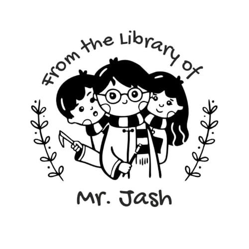 Image of Kunya Personalised Book Stamp with Your Name(3.5 cm Dia), customised for Stamping Books for Readers, Great Gift for booklovers, Kids, Teachers (Magical Team)