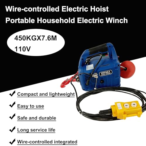 Polipasto eléctrico portátil 450kg 7.6m 110V miniatura 2