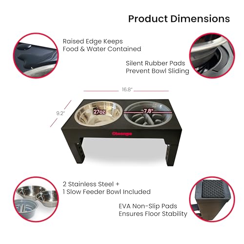 5-Tier Elevated Dog Bowls, Feeding Station Holder with 2 Stainless Steel +1 Slow Feeder Bowls Elevated, Water & Food Bowl Stand, Raised Dog Bowl Stand for Medium Size, Small & Large Breed - Image 5