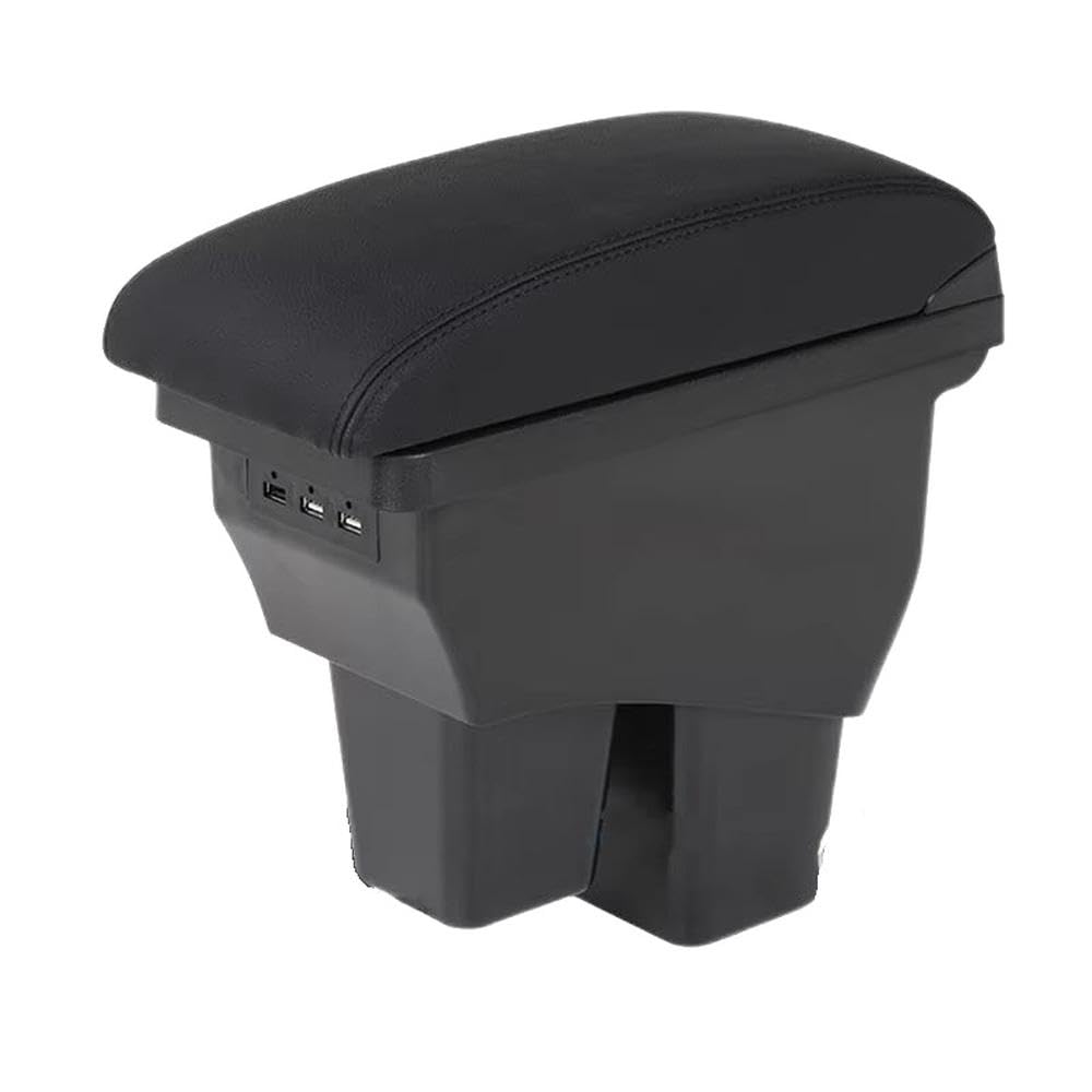 FSOZDBBPL For Jazz For Fit 2015-2020 Car Armrest Box Retrofit Parts Interior Storage Box 3USB Interior Parts(B2 Black corium)