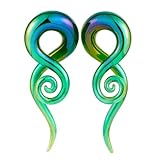 Stuppendux 2pc Green Ear Glass Spiral Tapers Plugs Tunnels Expander Hanger Gauges Earrings Stretching Body Piercings Jewelry Gauges 2G 6MM