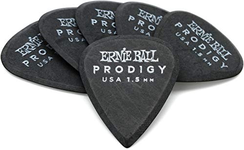 Ernie Ball Prodigy Guitar Picks, Standard, Black 1.5mm, 6-pack (P09199)