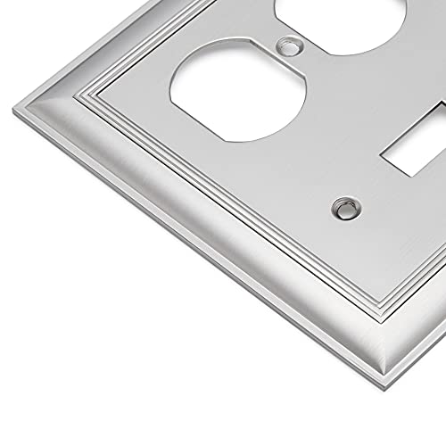 Amazon Basics Decorative 2-Gang Duplex Combination Wall Plate - 2-Pack, Satin Nickel #TOP3