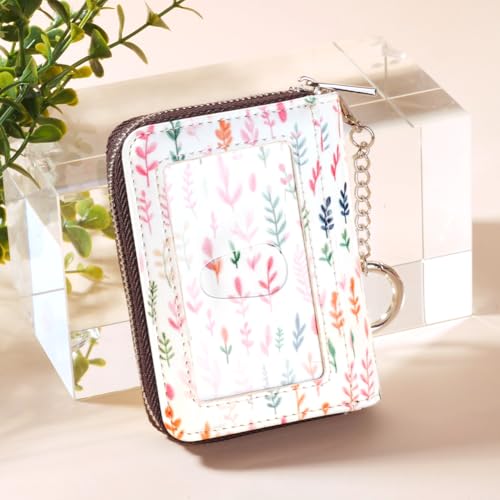 Image of FurArt Zipper Wallet Women, RFID Blocking Credit Card Wallet, Business Card Holder, Compact Size KeyChain Wallet, Tiny Branches, small