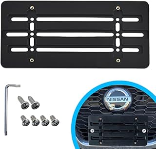 Front Bumper License Plate Bracket for Nissan 2000-2023, Plate Holder Set w 6 Unique Screw Bolts & Wrench Kit, License Tag Mounting Kit, Quality Plate Holders, Premium Car & Truck Accessories