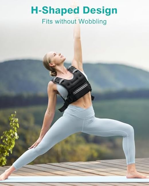 Weighted Vests for Women Men, 8 12 16 20 lb Weighted Vest with Storage Pockets, Rucking Vest with Reflective Stripe, Adjustable Straps Weight Vest for Running, Walking, Workout, Training