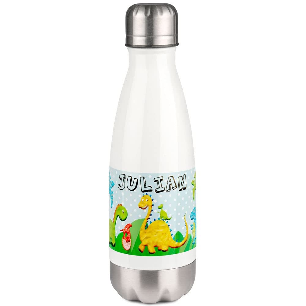 Gourde thermos personnalisée avec photo – Bouteille isotherme en inox blanc avec impression couleur – Cadeau pratique pour le sport ou le bureau