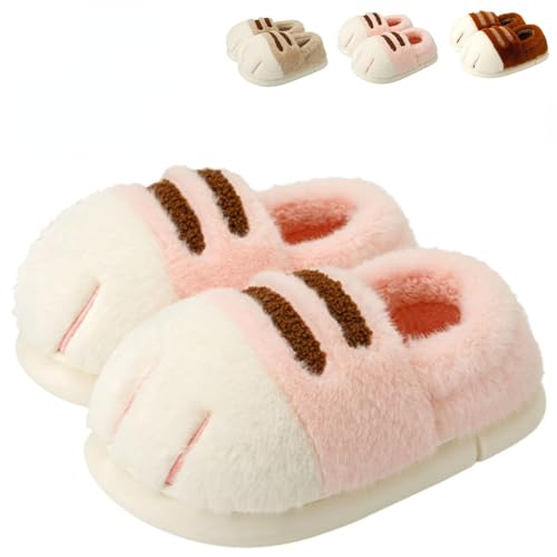 Warm Cozy Claw Slippers Cartoon, 2025 New Cute Cozy Claw Slippers Cat Anti-Slip, Fluffy Cat Paw Slipper Warm