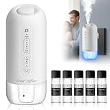 Plug in Diffuser Starter Kit - Waterless Scent Diffuser with 5 Essential Oils, 700 Sq Ft Coverage, Smart Wall Design, Cold-Air Mist, 3 Mist Levels & Blue Ambient Light for Home or Small Spaces, White