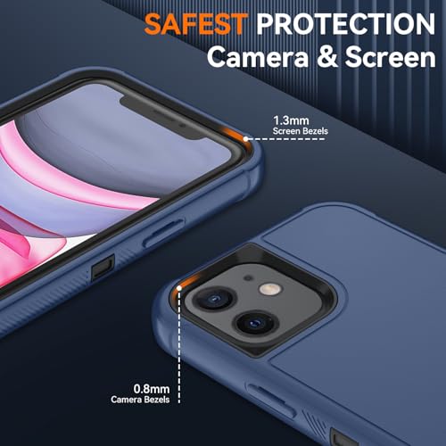 Image of SunStory Compatible with iPhone 11 Case with HD Screen Protector, 3-Layer Heavy Duty Full-Body Cover,3 in 1 Hybrid Protective Case for iPhone 11 6.1 inch,Blue
