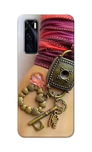 Image of Girl Hand with Keychain Hard Back Case Cover for Vivo V20 SE Back Cover -(J5) VNS2228