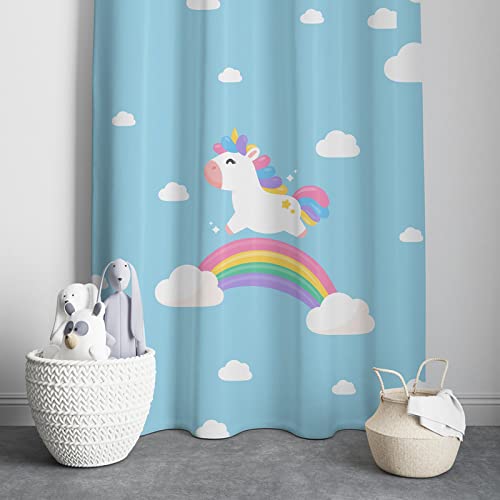 Peach Cuddle Opaque Rainbow Unicorn Printed Kids Curtains for Kids Room, Nursery, Bedroom Playroom (2 Panels, 4x7 Feet) Cute Curtain for Kids Room, Door Curtain, Grommet; Multicolor - Image 5 thumbnail