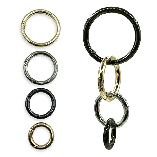 Image of Spring O Rings Keyring Buckle, 8PCS Round Carabiner Snap Clip, Key Ring Clip DIY Accessories for Handbag Key Keychain TXZWJZ, Silver, 1 1 /4 inch(32 mm)