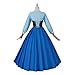 SFWXCOS Women's Princess Mermaid Costume Blue Classic Cosplay Party Dress with Headwear (XL, Blue)