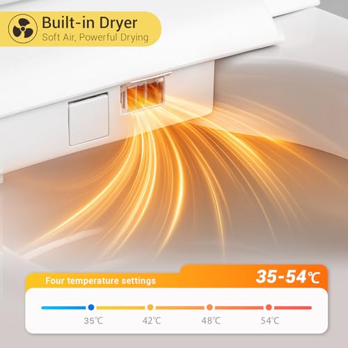 Inodoro inteligente ELLAI blanco con bidé integrado, descarga automática, potente descarga 1000g MaP, asiento calefactado y sensor de pie, altura cómoda, presión de agua baja, control remoto miniatura 6