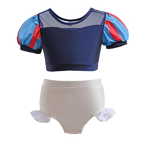 NEWEPIE Snow White Princess Two-Piece Tankini Swimsuits for Baby Girls Swimwear Surf Beach Summer Party Swimming Bikini Set 3-4T