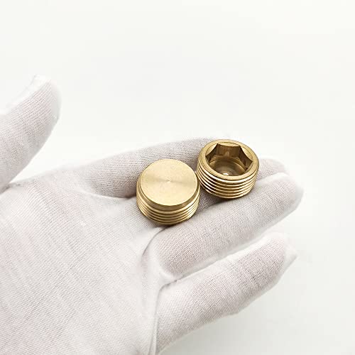 KtbeYTi 4 Pcs Male Thread Brass Internal Hex Head 3/4 inches Brass Internal Hex Pipe Plug Socket Pipe Plugs End Cap - Image 2