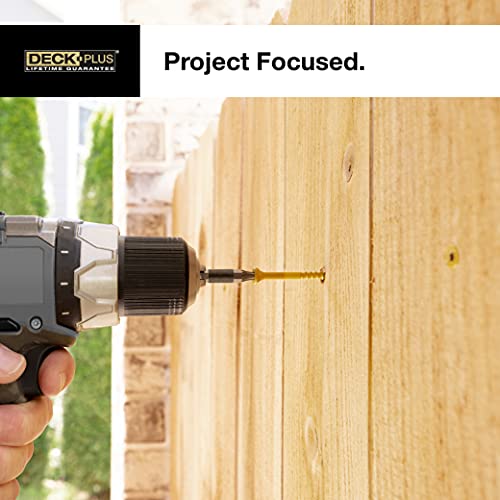 Image of Deck Plus 3-1 /2 Inch Epoxy Coated Exterior Wood and Fence Screws #10 x 3-1 /2 inch Torx /Star Drive Included Coarse Thread, Outdoor Rust Resistant Decking Screw, Brown, 1lb Box, 55 Pieces | 49011
