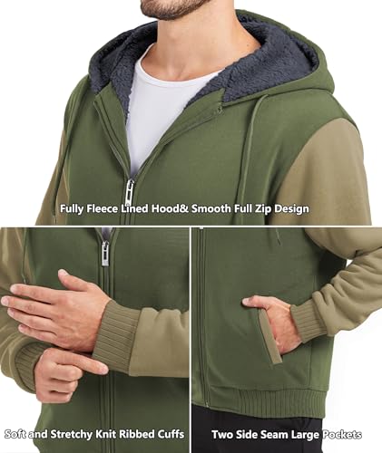 Image of GEEK LIGHTING Men's Fleece-Lined Zip Up Hoodie, Thick Hooded Jacket Winter Warm Athletic Sweatshirt