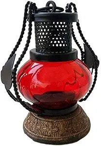 HusNain Wooden Lamp Lantern | Decorative Electric Lamp | Hanging Lamp Light | Lamp for Table | Home Decoration | Diwali Lamp | Diwali Decoration | Living Room Decor | Office Decor- Red