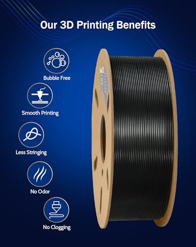 Image of DURAMIC 3D PETG Filament 1.75mm Black, 3D Printing Filament 1kg Spool(2.2lbs), Black Filament 1.75mm Dimensional Accuracy + /- 0.05 mm Non-Tangling Non-Clogging Non-Stringing