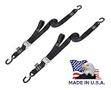 PowerTye 2in x 12 ft Cam Buckle Tie Down Made in USA with Heavy-Duty Latch Hooks - 600 lb. WLL /...