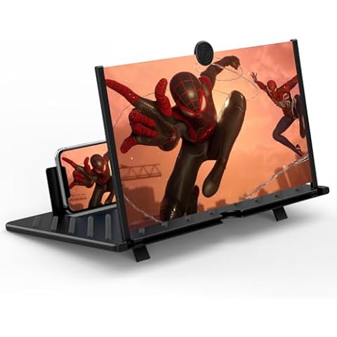 20" Screen Magnifier for Cell Phone – 3D HD Magnifing Screen Enlarger Projector for Movies Videos and Gaming – Foldable Phone Stand Holder with Screen Amplifier–Compatible with All Smartphones Cover