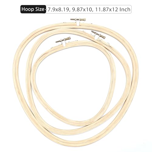 Image of EmbroideryMaterial Embroidery Hoop Ring Frame, Triangle Shape Combo Set - Wooden Triangle Frames for Cross Stitch, Craft, Sewing & Embroidery Purpose