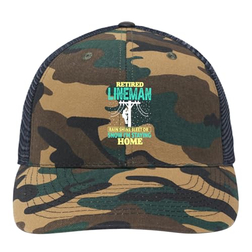 Retired Lineman I'm Staying Home Golf hat Cycling caps for Men Camo