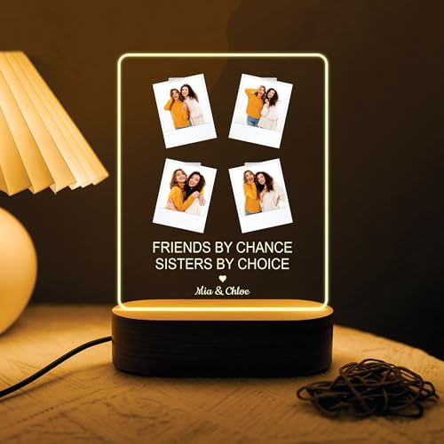 Image of Giftplease Customized LED Light Photo Frame for Friends | Personalized Lamp with Friendship Quote | Best Friend Gift for Birthday, Farewell, Friendship Day | Tabletop Frame 6x7.25 Inch FR 04�