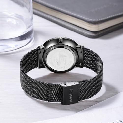 Image of London Fog Surrey Collection Analog Quartz Watch for Men with Round Textured Dial, Date Display Function, Stainless Steel Mesh Strap, Water Resistant - LFM10006