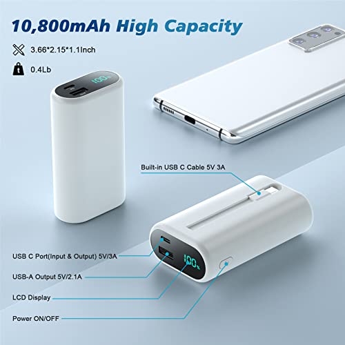 Portable Charger 10800mAh with Builtin USBC Cable