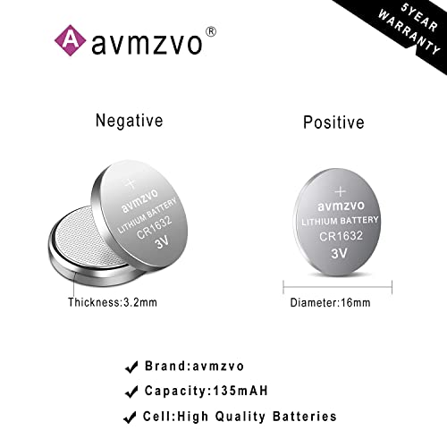 cr1632 pile bouton batterie au lithium 3v cr 1632 8 piles【5 ans garantie】 (1632 8p)