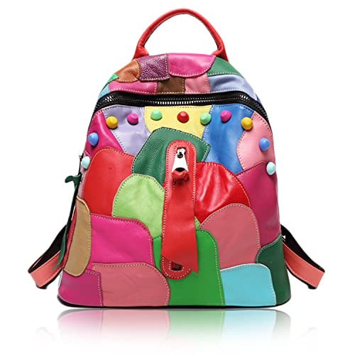 Sac à dos en cuir de vache véritable style hobo élégant et coloré