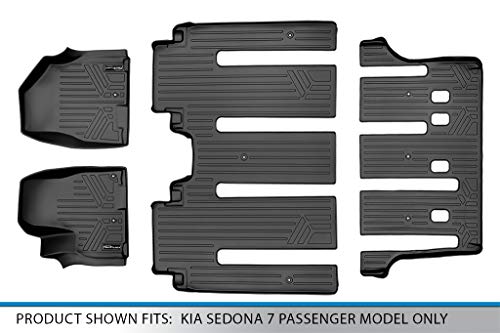 Maxliner Floor Mats 3 Row Liner Set Black For 2015-2018 Kia Sedona 7 Passenger Model Only #TOP5