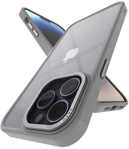 Image of Vaku Luxos Trans Armor for iPhone 14 Pro Case Cover, 6 Feet Drop, Metal Ring Camera Protection, Shockproof, Scratch Resistant, Slim, Compatible with iPhone 14 Pro Back Cover - Grey