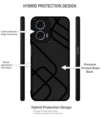 Image of Zig-Zag Black Line Design Premium 2D Printed Metal Back Case Cover for Motorola Moto G34 5G / G45 5G