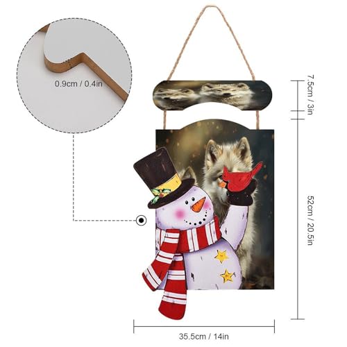 Tableau bois Noël loup mignon décoration suspendre cadeau - 2