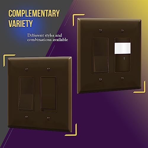 Image of ENERLITES 2-Gang Brown Oversize Decorator Switch Outlet Wall Plate Cover