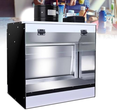 LED Airbrush Spray Booth with Waterfall Exhaust System, Craft Table for Models, Cakes & Nails – 50x50x40cm Portable Art Studio