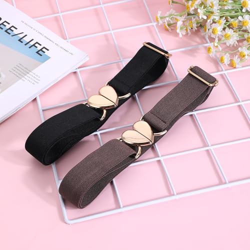 Molain 2 Pcs Kids Elastic Belt for Girls Waist Size 15-30", Adjustable Toddler Heart Buckle Stretch Belts for Boys Girls4