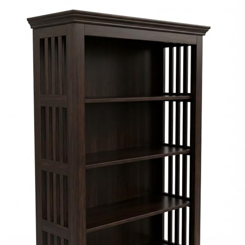 Image of SONA ART & CRAFTS Fanti Book Shelf Wooden | Multipurpose 5 Tier Open Bookshelf for Home & Library | Storage Cabinet for Living Room | Crockery Cabinet for Home, Kitchen | Walnut