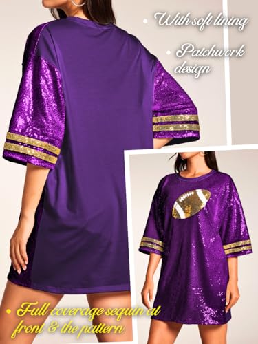 Football Shirt Dress, Game Day T Shirts, Sparkly Sequin Tops, Oversized Birthday Outfits for Women Glitter Jersey3